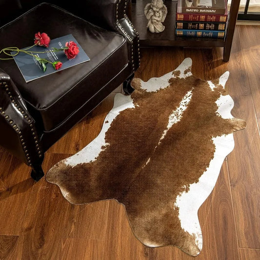 Premium Faux Cowhide Rug 4.6 x 5.2 Feet,