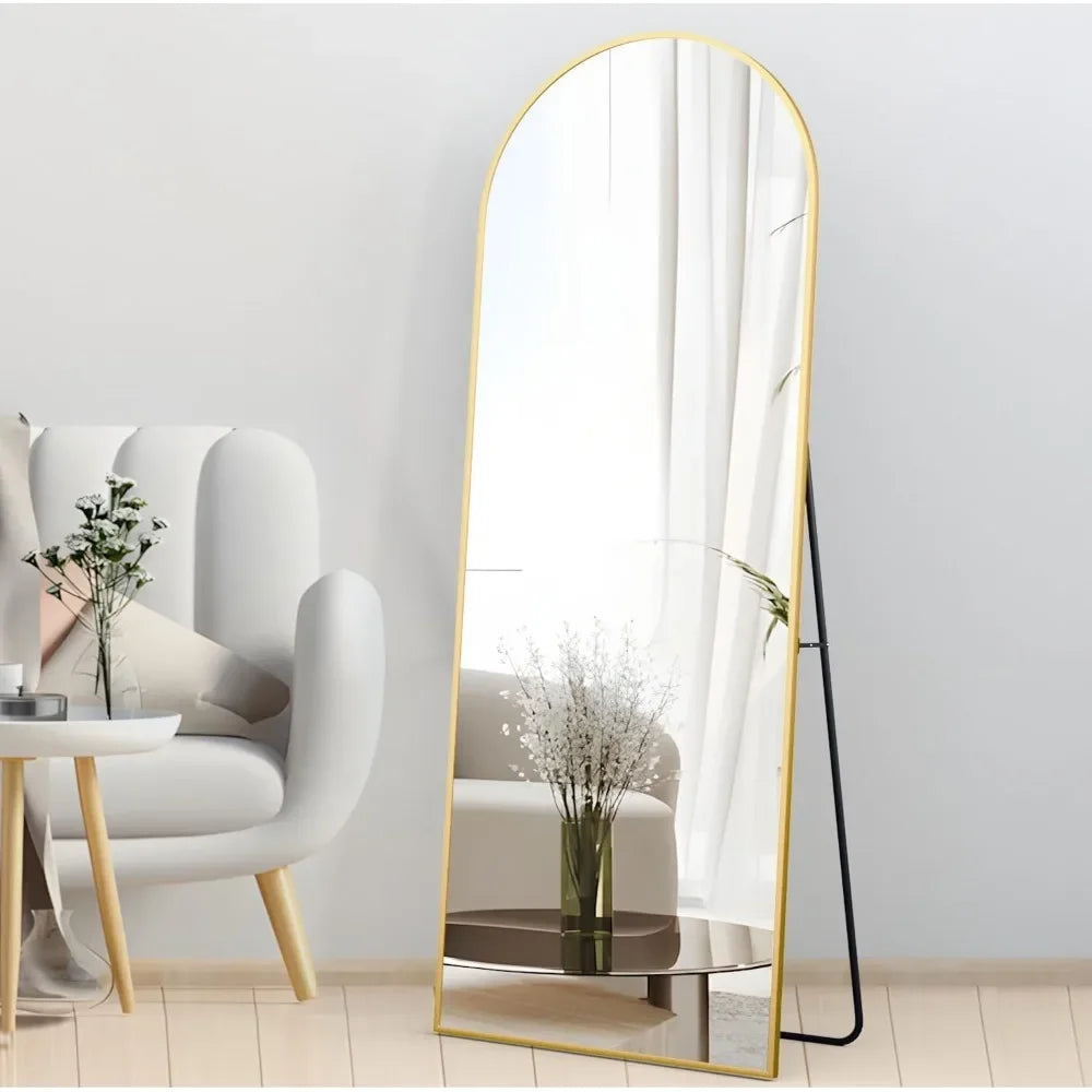 Full Length Mirror, 64"x21" Arch Mirror Floor Mirror with Stand,