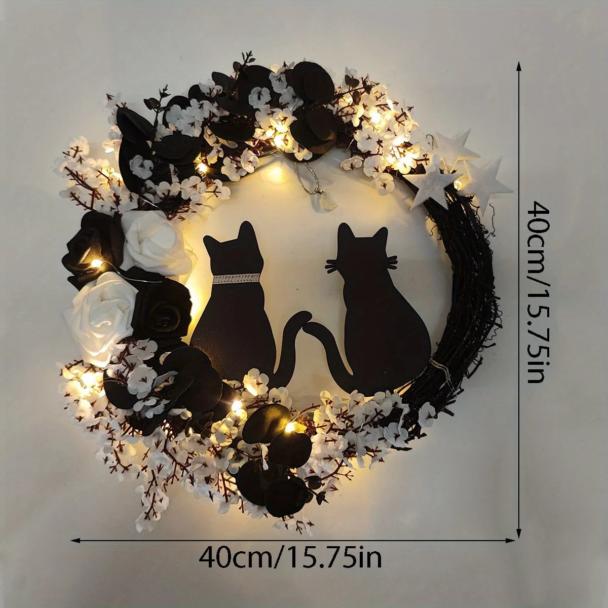 Black Cat Wreath Decor for Home,