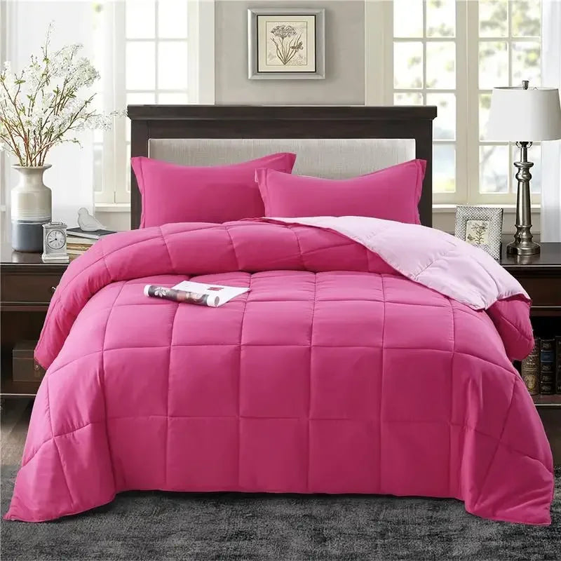 - All Season Reversible Comforter with Two Shams