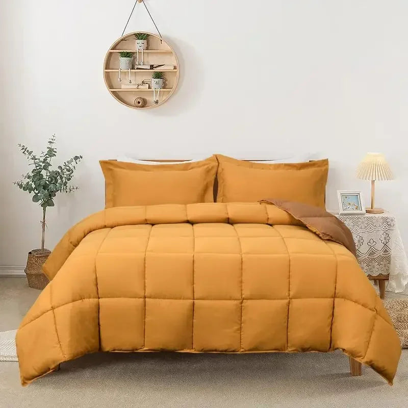 - All Season Reversible Comforter with Two Shams