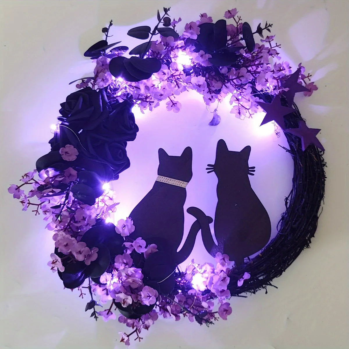 Black Cat Wreath Decor for Home,