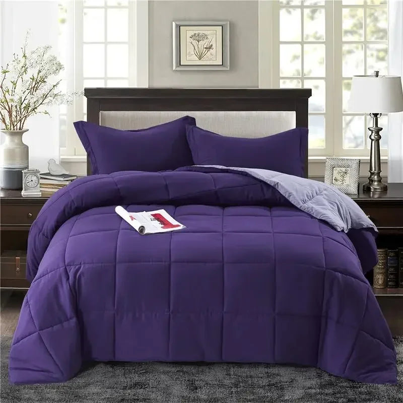 - All Season Reversible Comforter with Two Shams