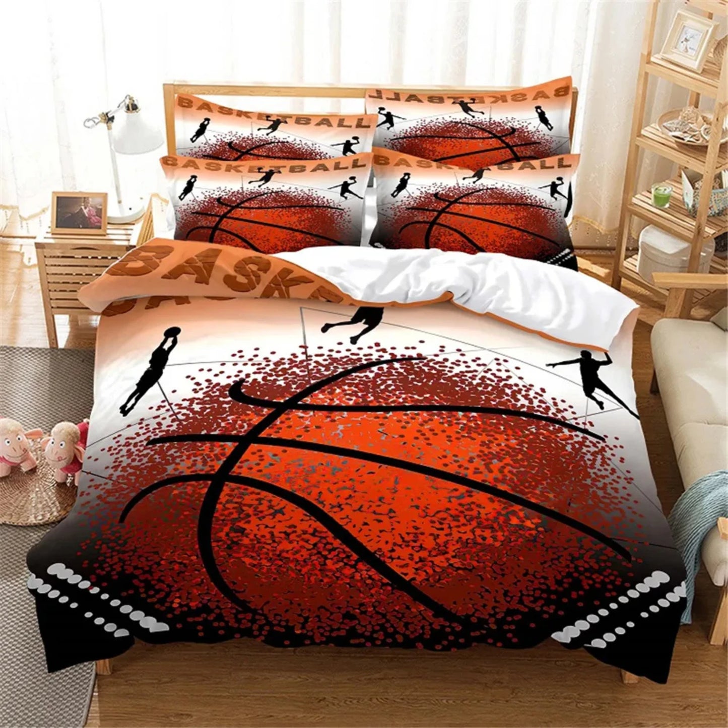 Cozy 3D Basketball Queen Bedding Set