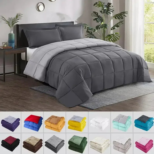 - All Season Reversible Comforter with Two Shams